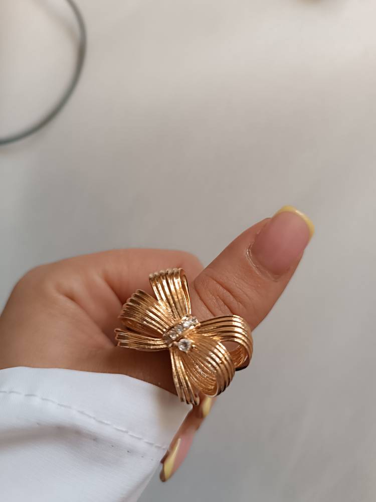 انگشتر پاپیون چندلاین طرح طلای رنگ ثابت